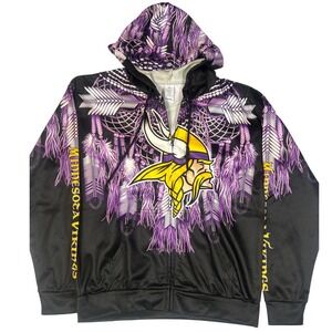 Minnesota Vikings Dreamcatcher Feather Print Zip Up Hoodie Men's Size M